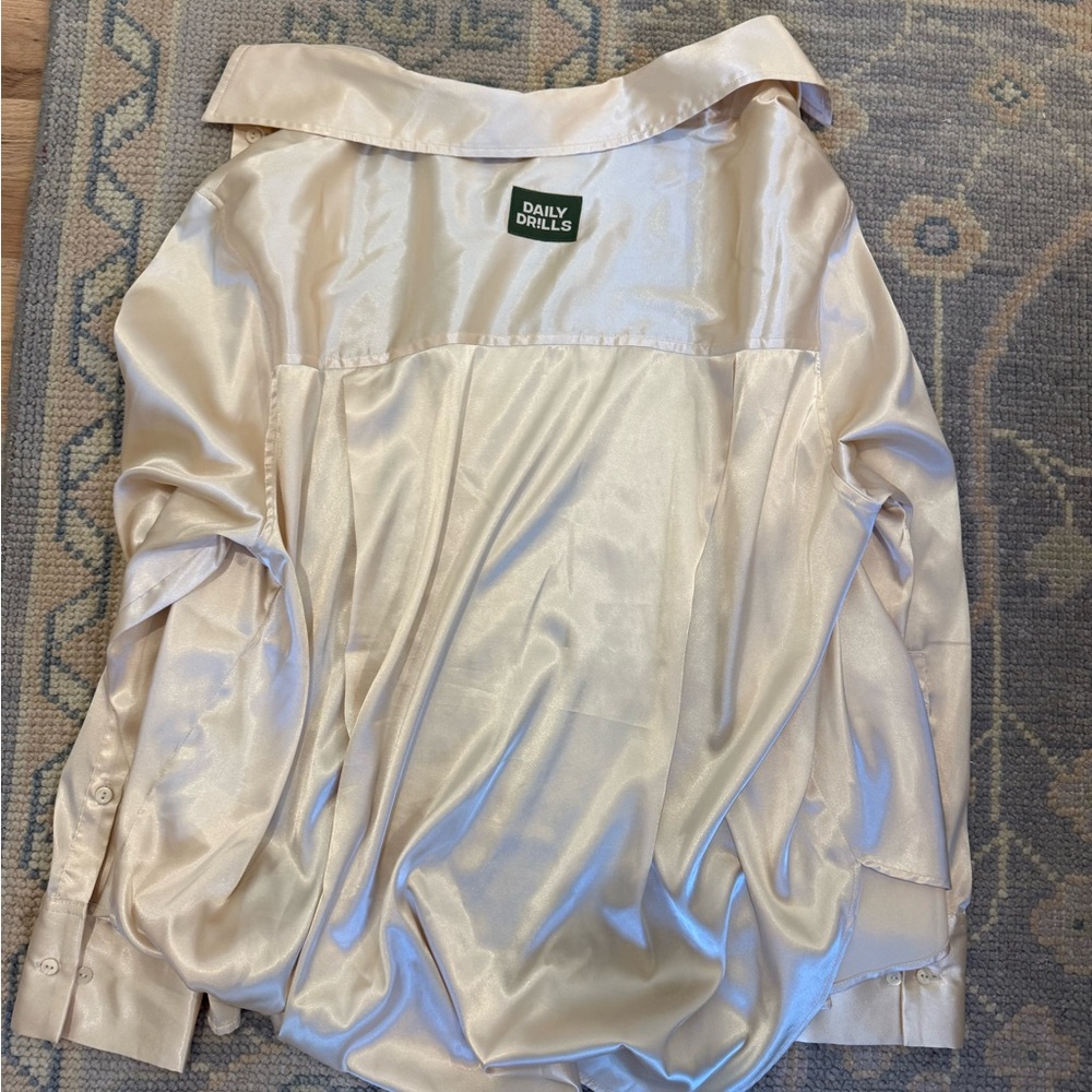 Daily Drills Satin Champagne Button Down